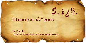 Simonics Ágnes névjegykártya